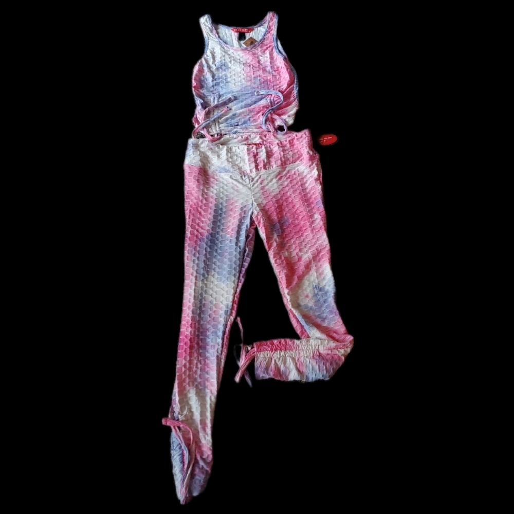 NWT 2 PIECE TIEDYE BOOTY ENHANCING LEGGING/TIGHT OUTFIT Sz XL